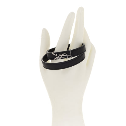 Saint Laurent Calfskin Opyum Double Wrap Bracelet M Black 2 of 5