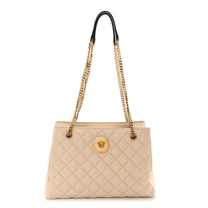 Versace Nappa Quilted Medusa Chain Bag Beige 1 of 10