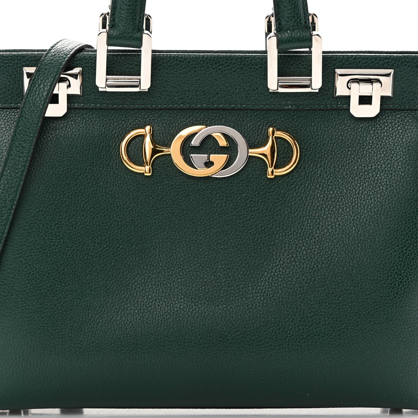 Grainy Calfskin Small Zumi Top Handle Bag Vintage Green