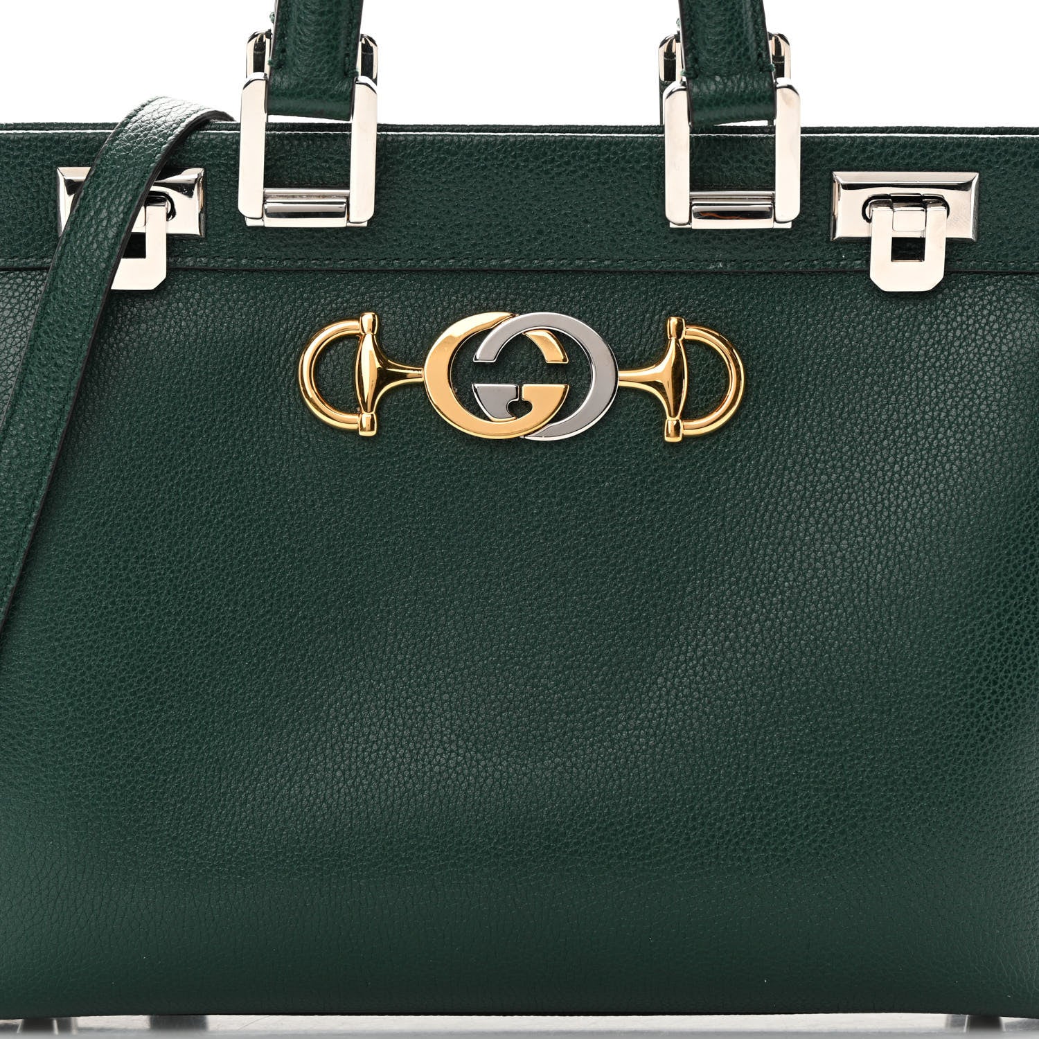 Gucci Grainy Calfskin Small Zumi Top Handle Bag Vintage Green 9 of 22