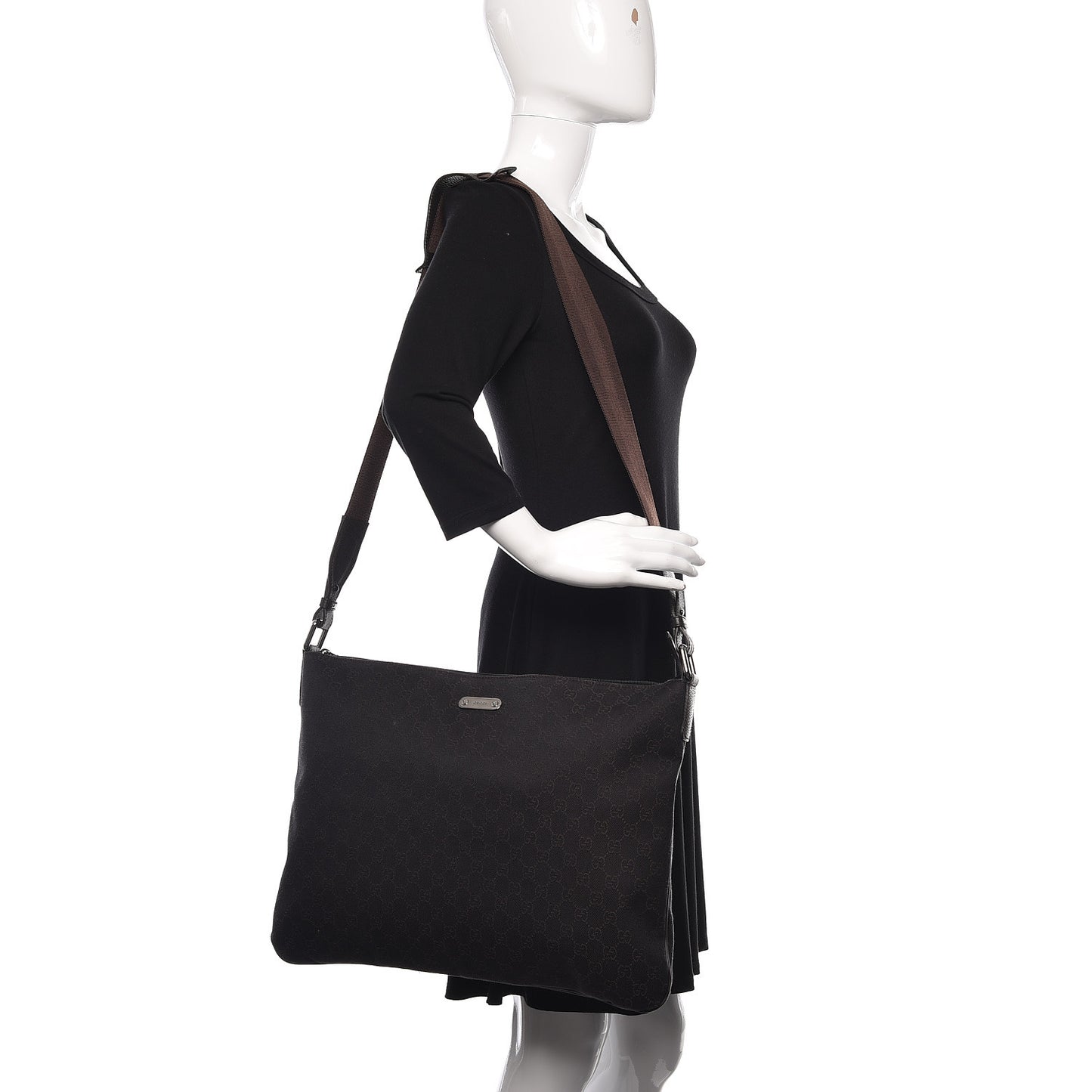 Denim Monogram Messenger Bag Dark Brown