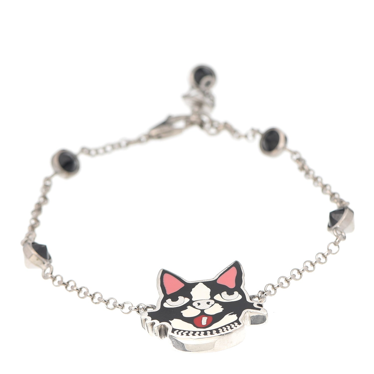 Gucci Sterling Silver Black Spinel Enamel Bosco Bracelet 1 of 4
