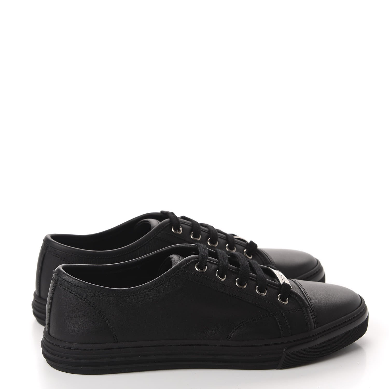 Gucci Calfskin Miro Soft Womens Lace Up Sneakers 37 Black 4 of 11