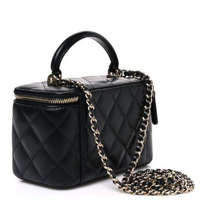 Chanel Lambskin Quilted Small Top Handle Vanity Case With Chain Black 3 of 10