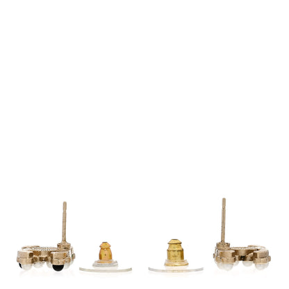 Chanel Resin Pearl CC Earrings Gold White Black 3 of 5