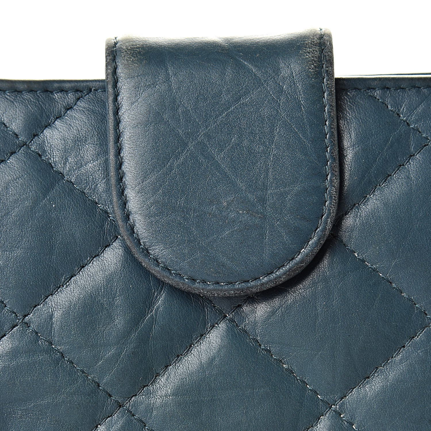 Chanel Aged Calfskin Cambon Compact Wallet Blue 10 of 17