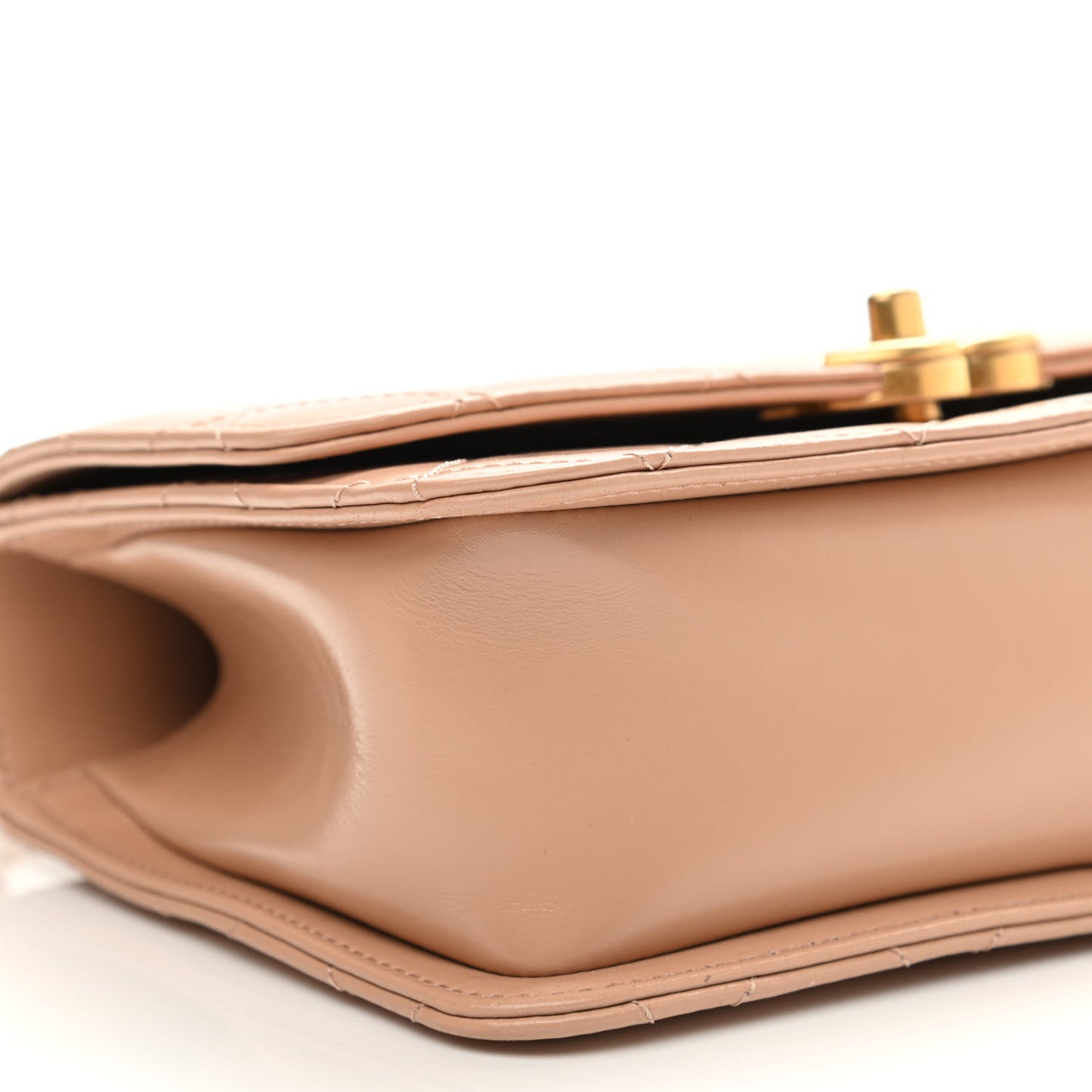 Calfskin Quilted Perfect Fit Flap Beige