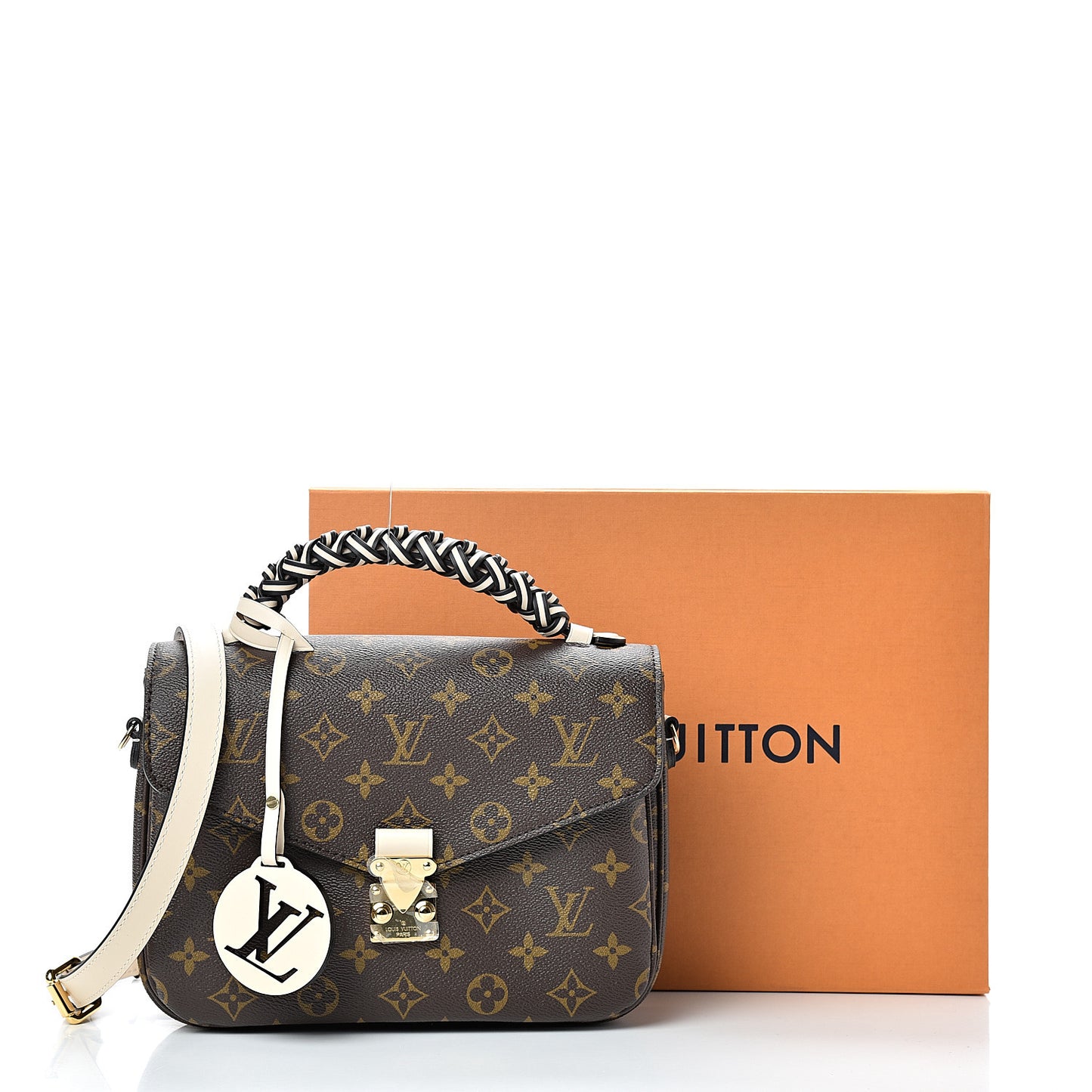 Monogram Braided Pochette Metis Creme Beige