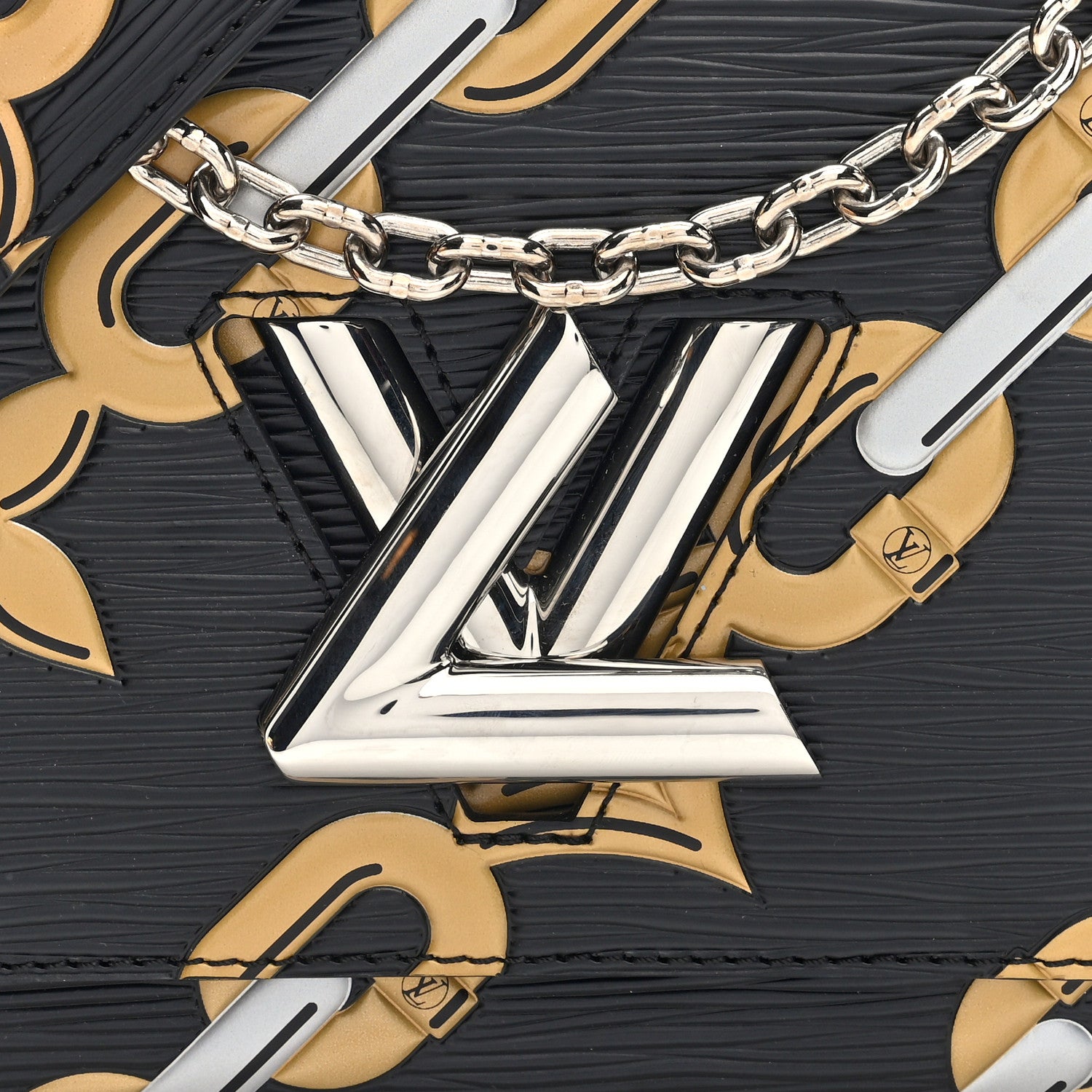 Louis Vuitton Epi Chain Flower Twist Shoulder Bag MM Black 8 of 10