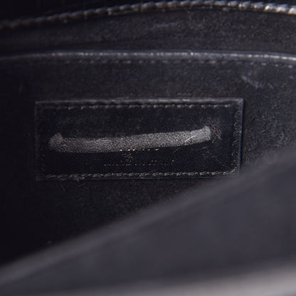 Saint Laurent Calfskin Crocodile Embossed Medium Monochrome Monogram Sunset Black 6 of 22