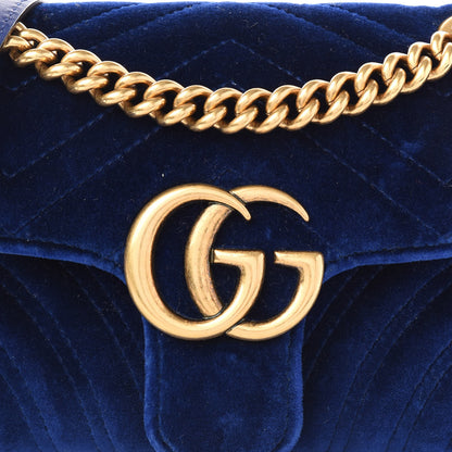 Gucci Velvet Matelasse Mini GG Marmont Shoulder Bag Cobalt Blue 9 of 9