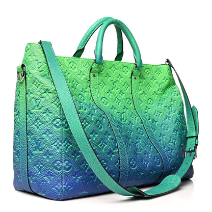 Louis Vuitton Taurillon Illusion Keepall Tote Bleu Vert 3 of 11