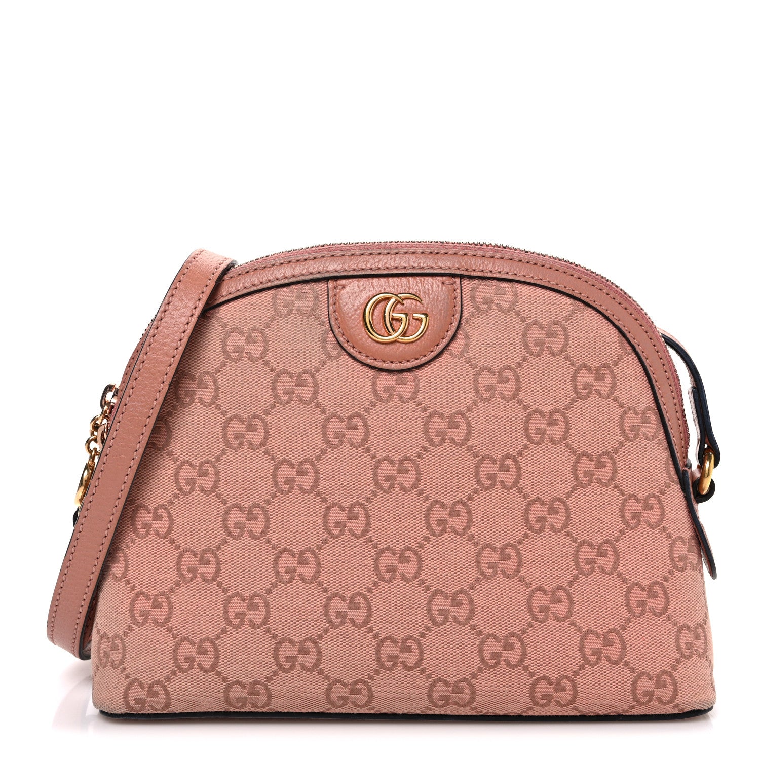 Gucci Monogram Textured Dollar Calfskin Small Ophidia Dome Shoulder Bag Cloche Rose Pink 1 of 12