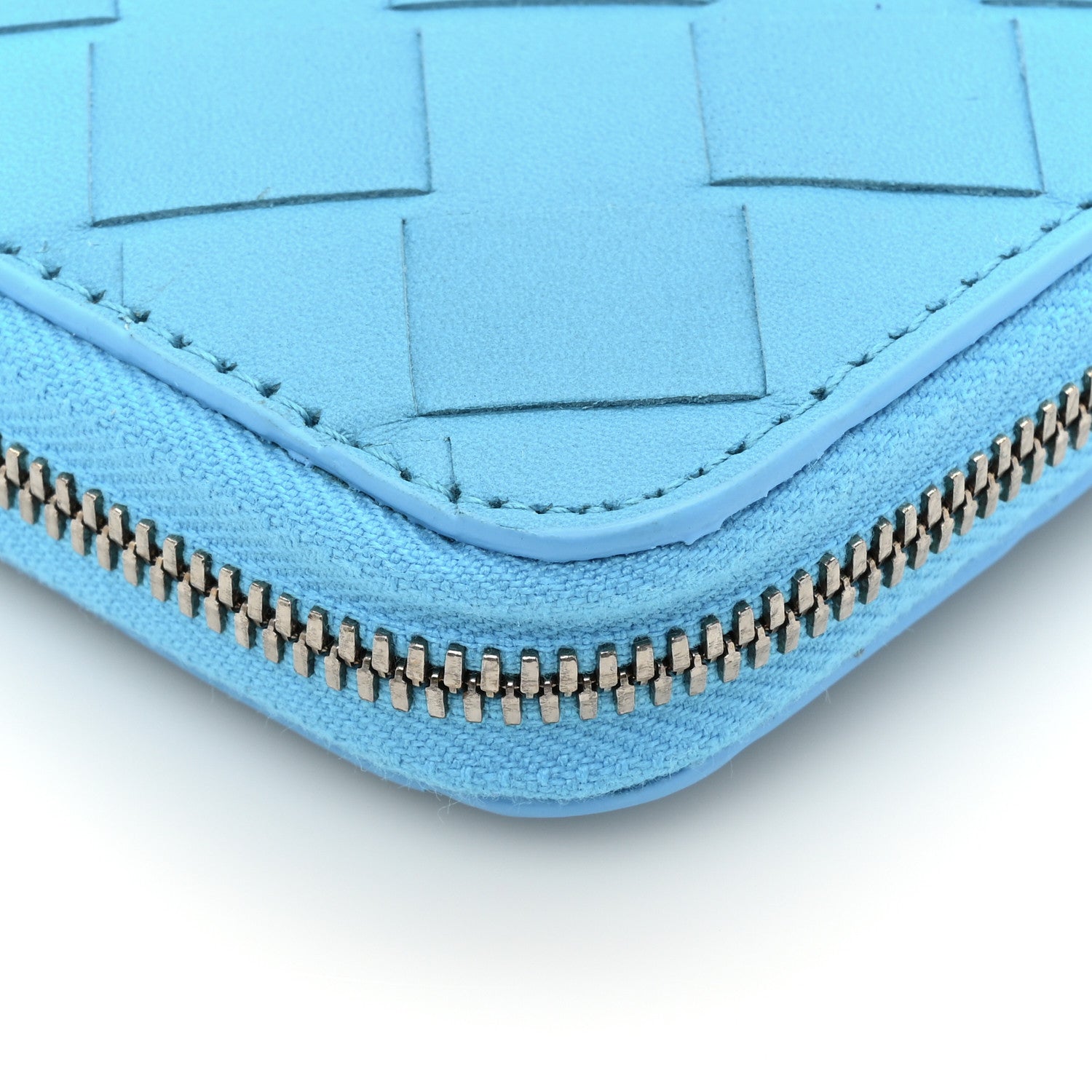 Bottega Veneta Nappa Intrecciato Zip Around Wallet Sky Blue 11 of 13