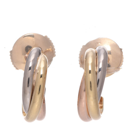 Cartier 18K Pink Yellow White Gold 13mm Trinity Hoop Earrings 1 of 8