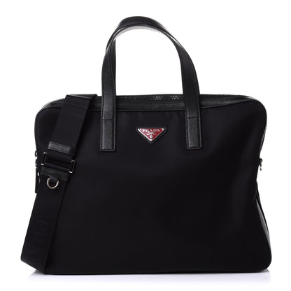 Prada Tessuto Nylon Saffiano Metal Triangle Logo Work Bag Black 1 of 9