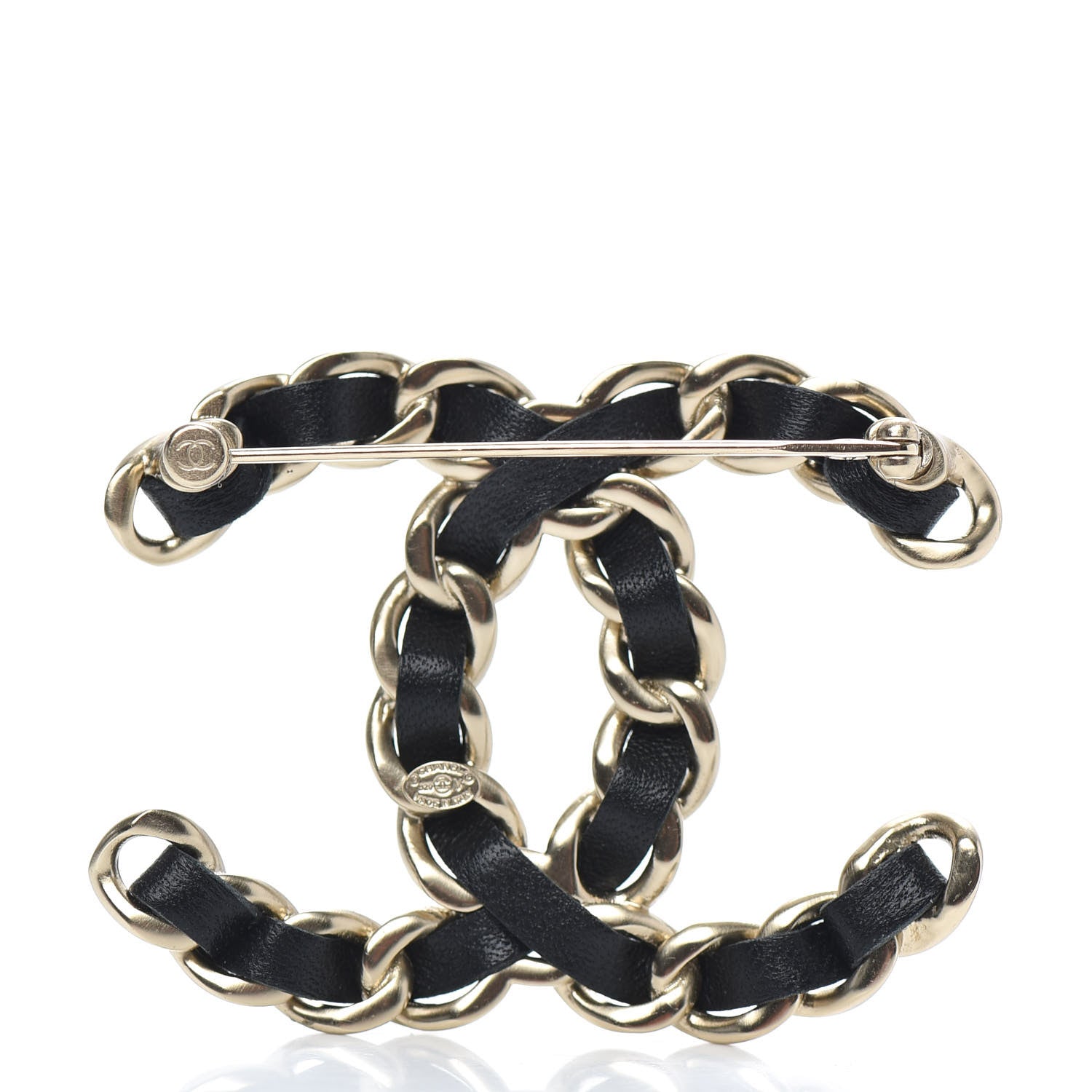 Chanel Lambskin Chain CC Brooch Black Gold 3 of 5