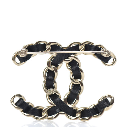Chanel Lambskin Chain CC Brooch Black Gold 3 of 5