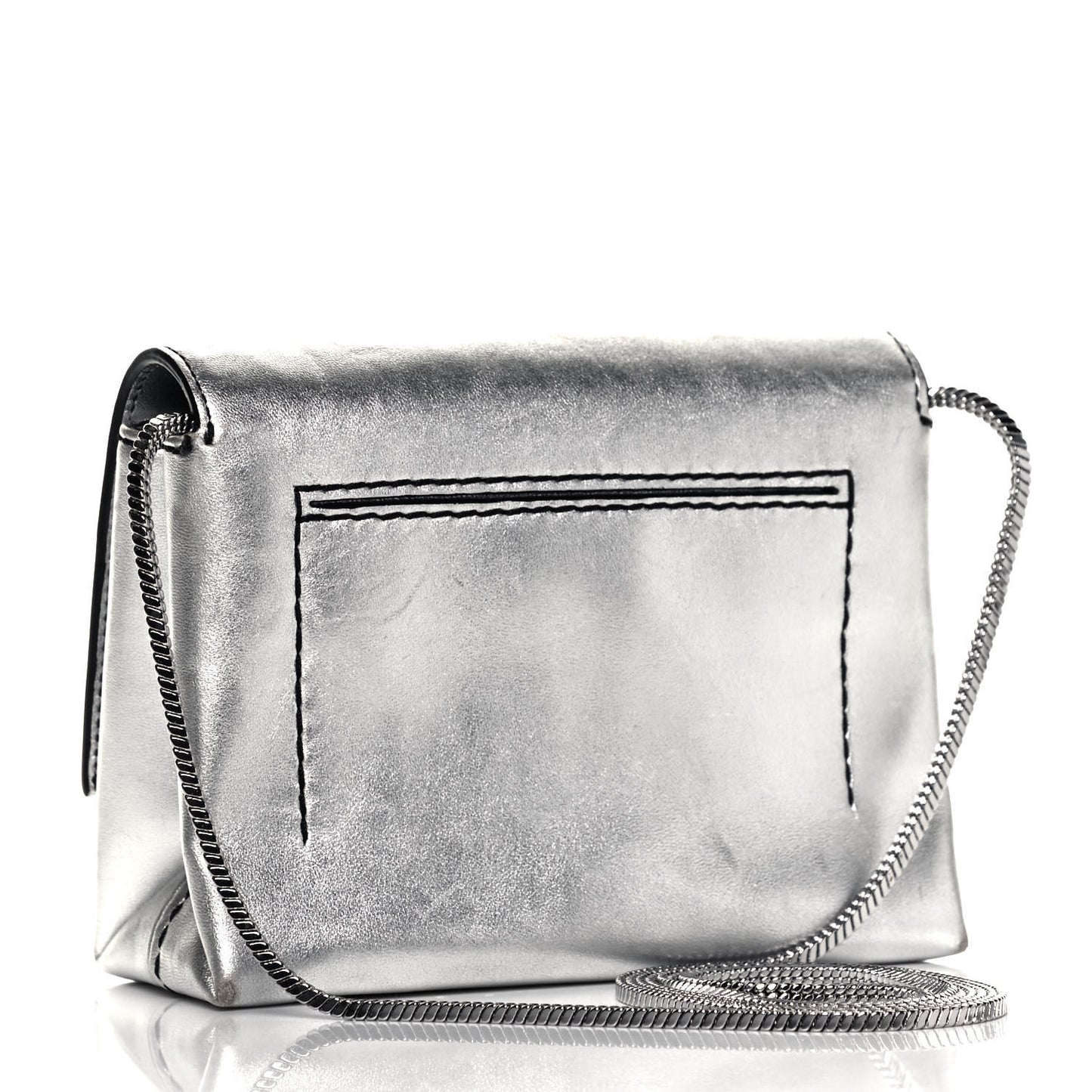 Metallic Calfskin Micro Alix Crossbody Bag Silver