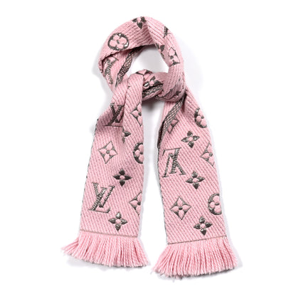 Louis Vuitton Wool Silk Logomania Shine Scarf Pink 1 of 4