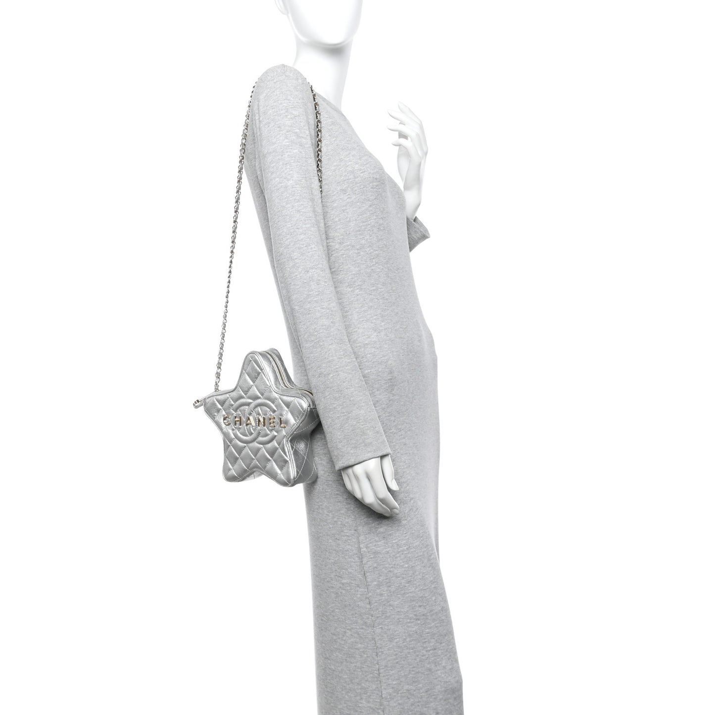 Metallic Lambskin Walk Of Fame Bag Silver