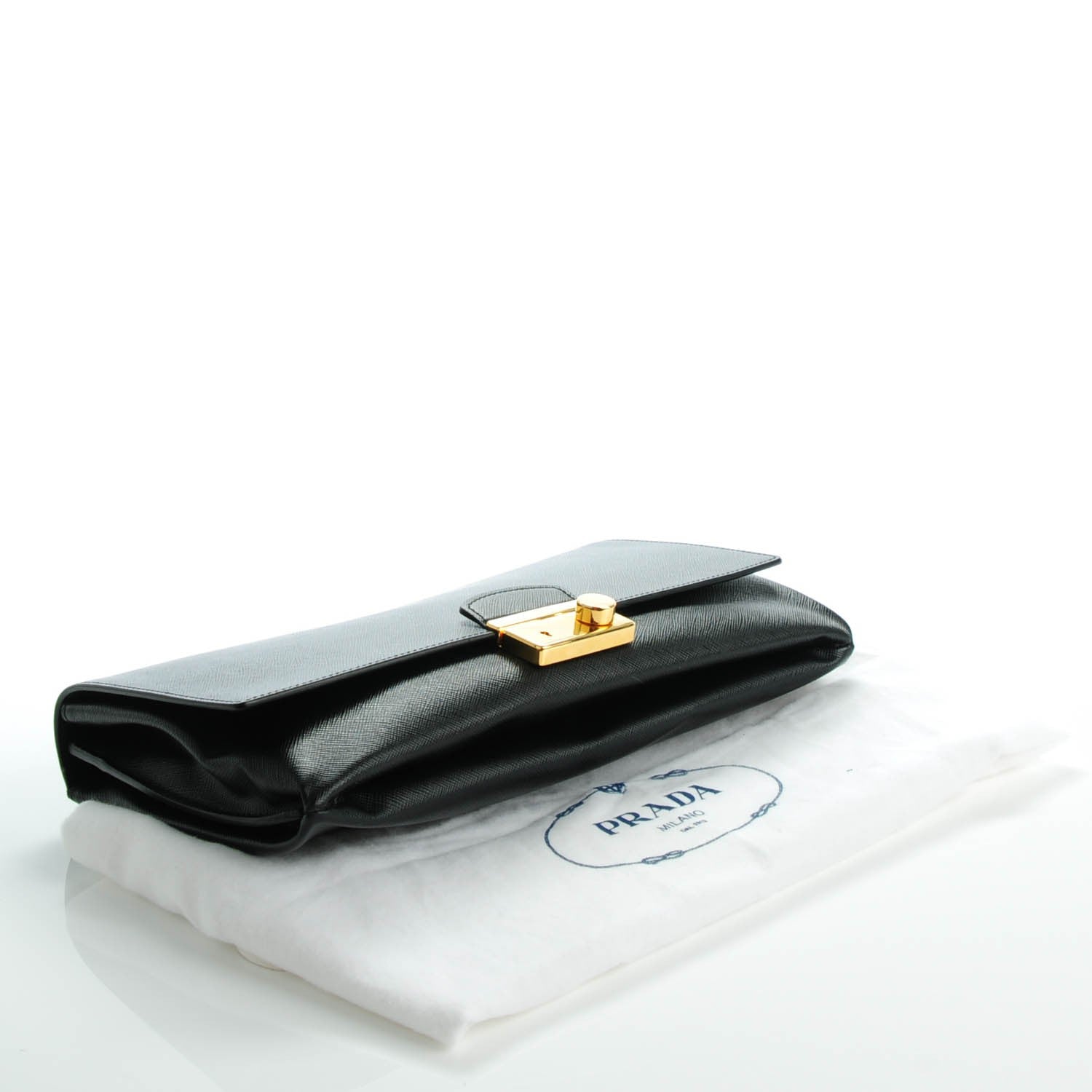 Prada Saffiano Lux Flap Clutch Nero Black 3 of 7