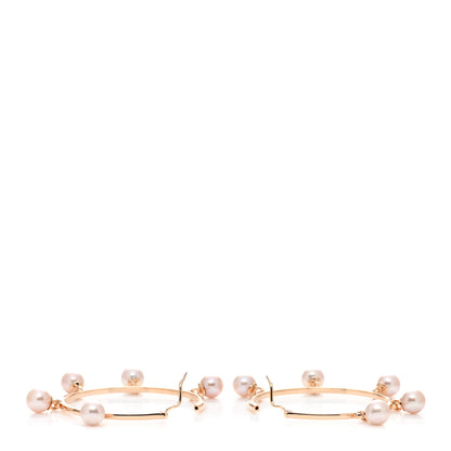 Christian Dior 18K Rose Gold Pearl Hoop Earrings 3 of 6