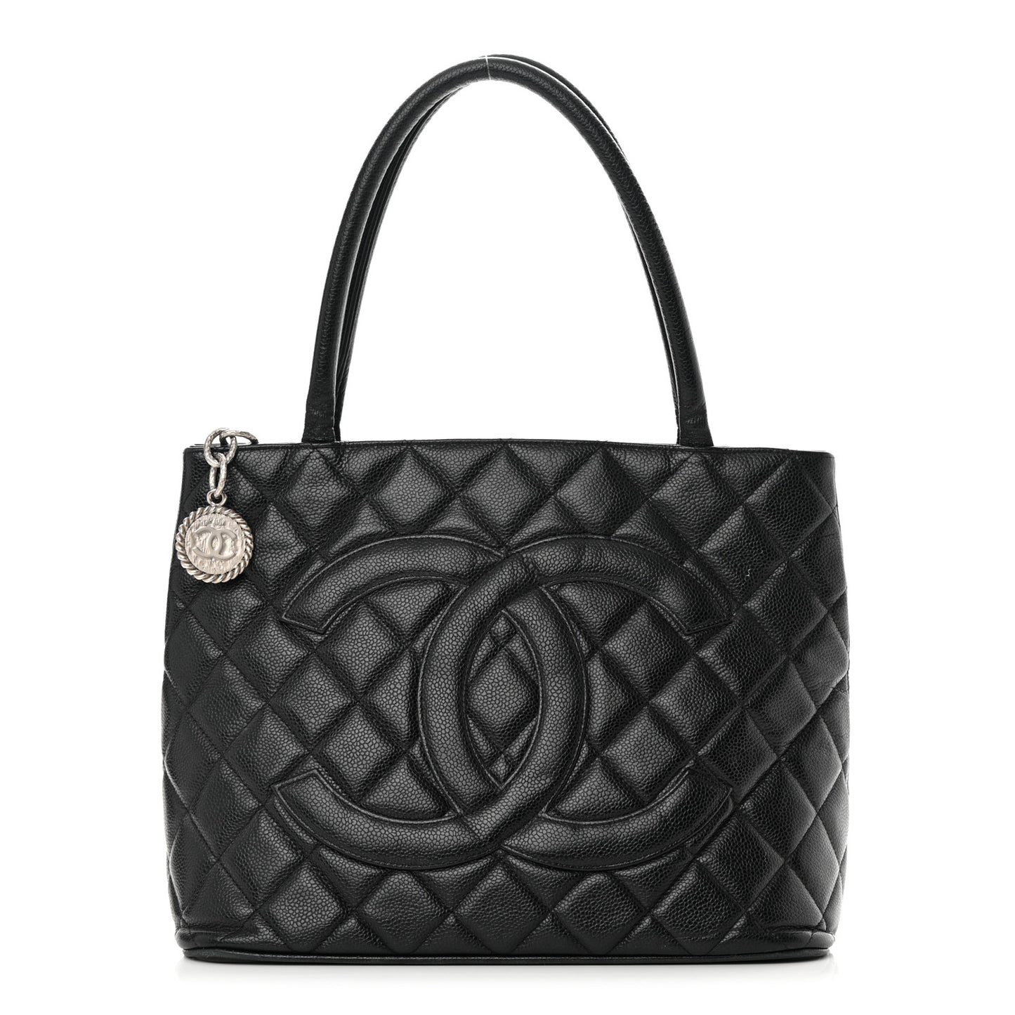 Caviar Quilted Medallion Tote Black