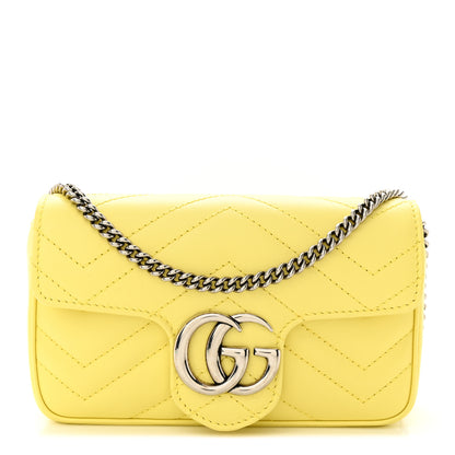 Gucci Calfskin Matelasse Super Mini GG Marmont Shoulder Bag Banana 1 of 11