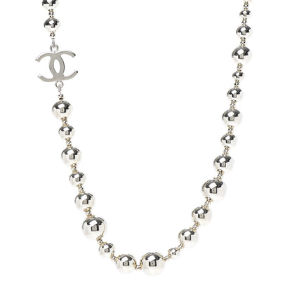 Chanel Metal Bead CC Necklace Silver 1 of 5