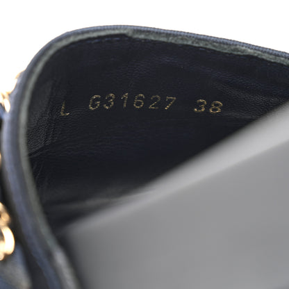 Chanel Satin Canvas Chain Slides Sandals Flats 38 Marine 6 of 9