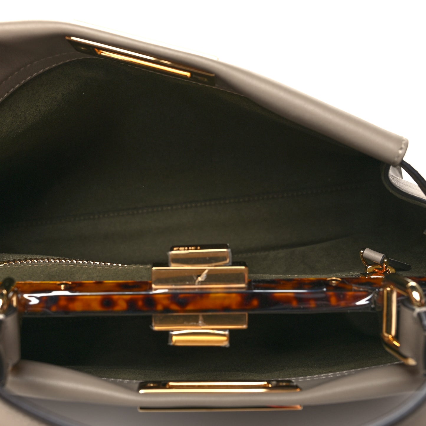 Vitello Seta Plexiglass Tortoise Medium Peekaboo Iconic Satchel Tortora