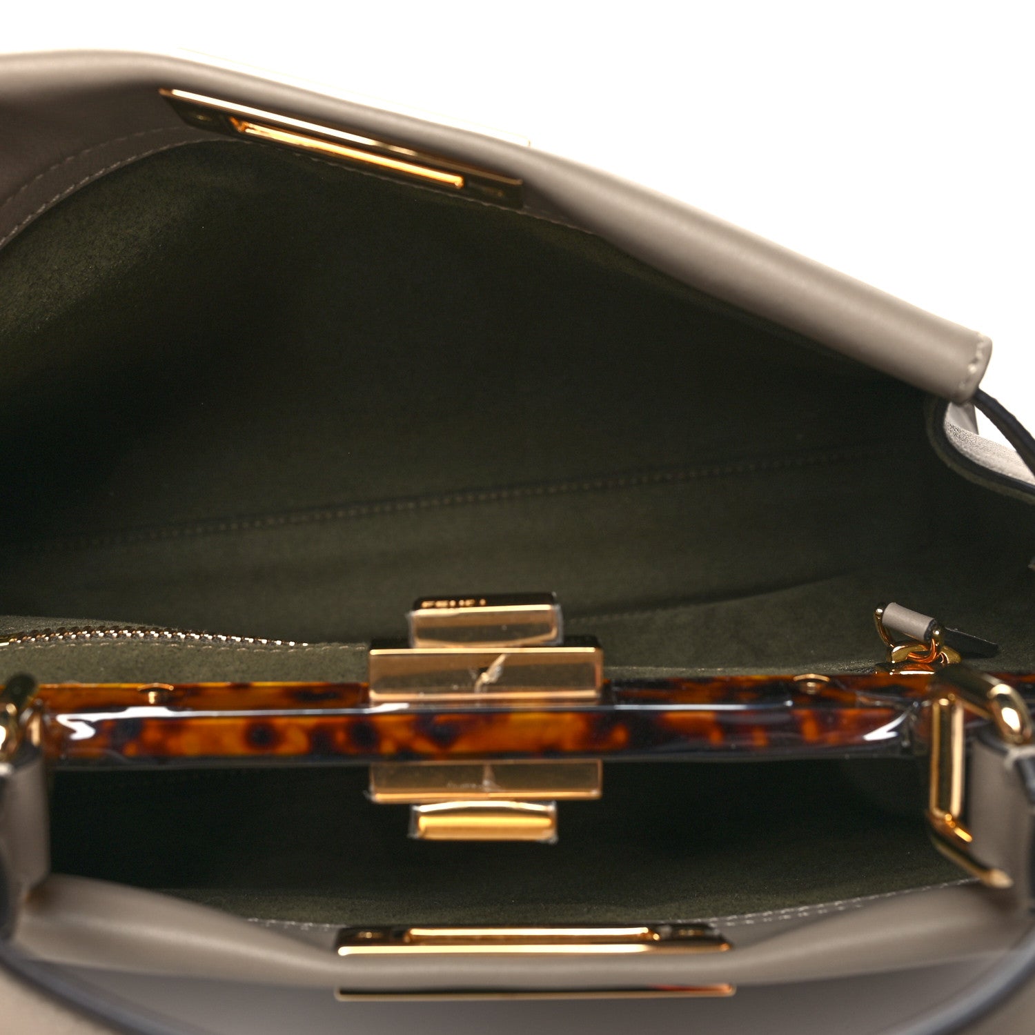 Fendi Vitello Seta Plexiglass Tortoise Medium Peekaboo Iconic Satchel Tortora 5 of 10