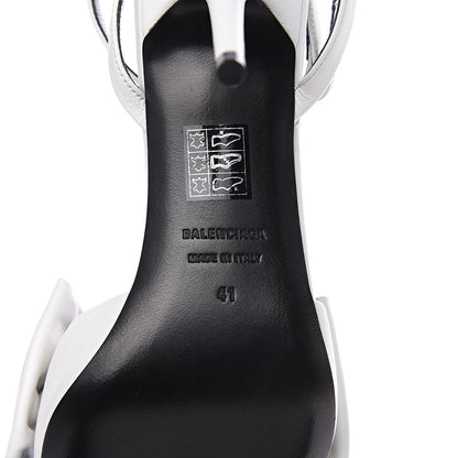 Balenciaga Lambskin Square Knife Bow Sandals 41 White 7 of 9