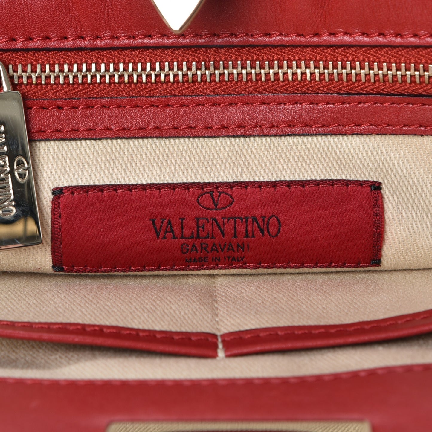 Vitello Rockstud Shoulder Satchel Red
