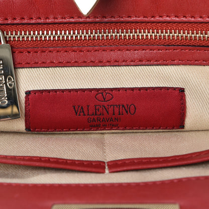 Valentino Garavani Vitello Rockstud Shoulder Satchel Red 6 of 8