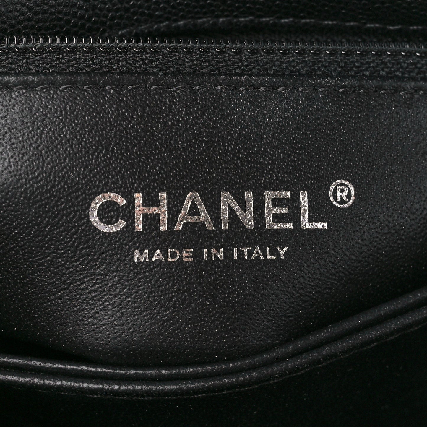 Caviar Lizard Embossed Quilted Mini Coco Handle Flap Black