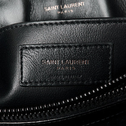 Saint Laurent Calfskin Y Quilted Monogram Monochrome Small Loulou Chain Satchel Black 6 of 12