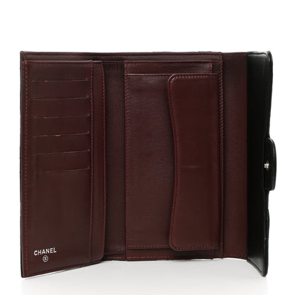 Chanel Lambskin Quilted Large Gusset Flap Wallet Black 5 of 12