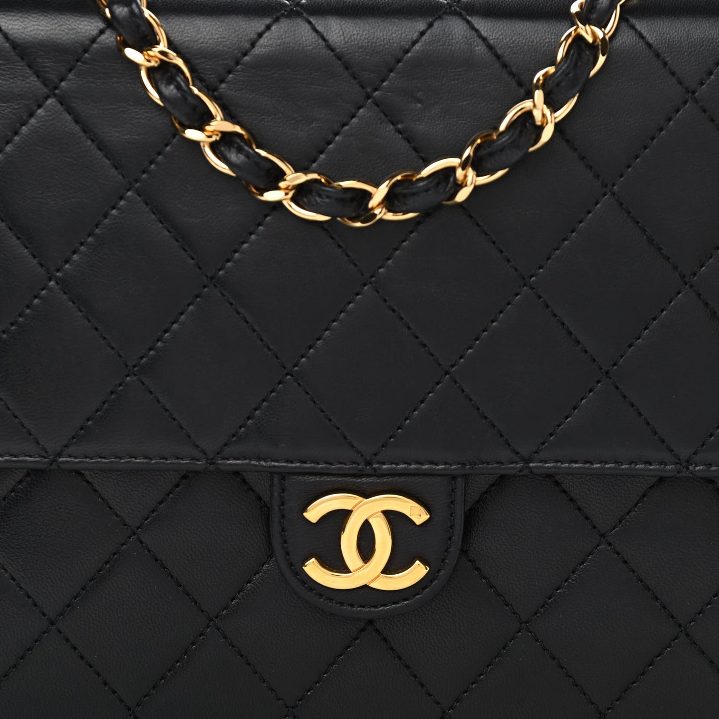 Lambskin Quilted Small Single Flap Black