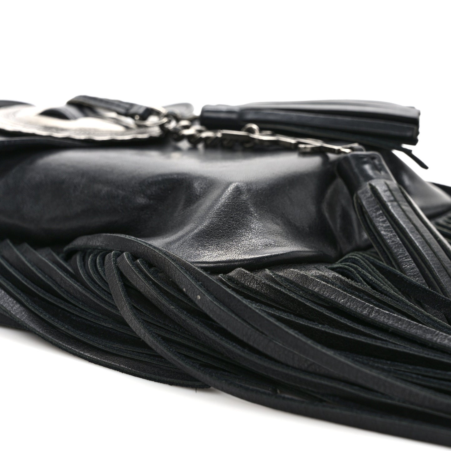 Lambskin Anita Tassed Crossbody Bag Black
