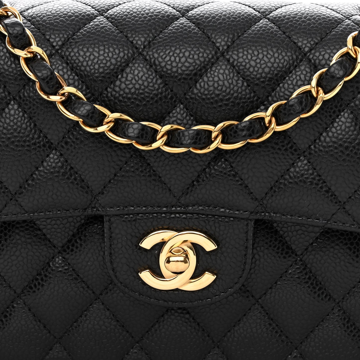 Caviar Quilted Small Double Flap Black