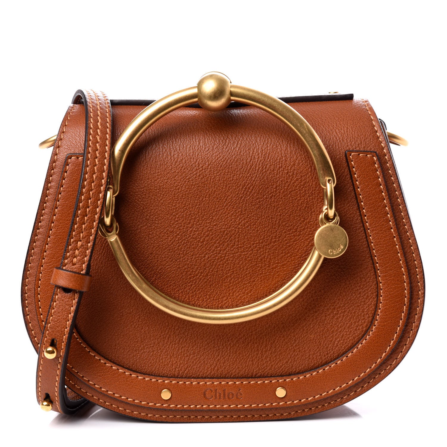 Chloe Calfskin Suede Small Nile Bracelet Bag Caramel 1 of 9