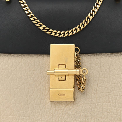 Chloe Grained Calfskin Lambskin Mini Bi-Color Drew Shoulder Bag Ivory Black 8 of 10