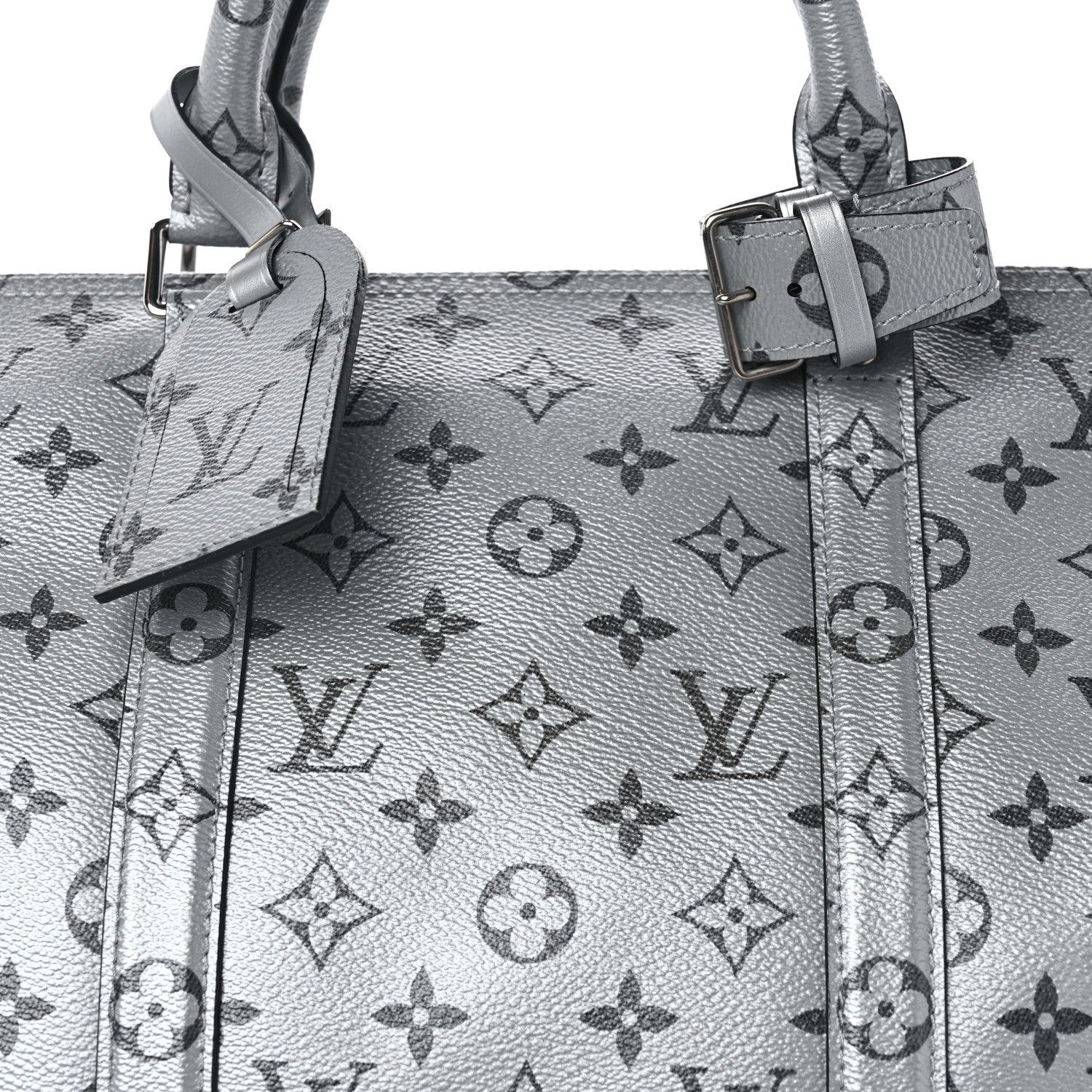 Louis Vuitton Metallic Monogram Keepall Bandouliere 50 Silver 7 of 9
