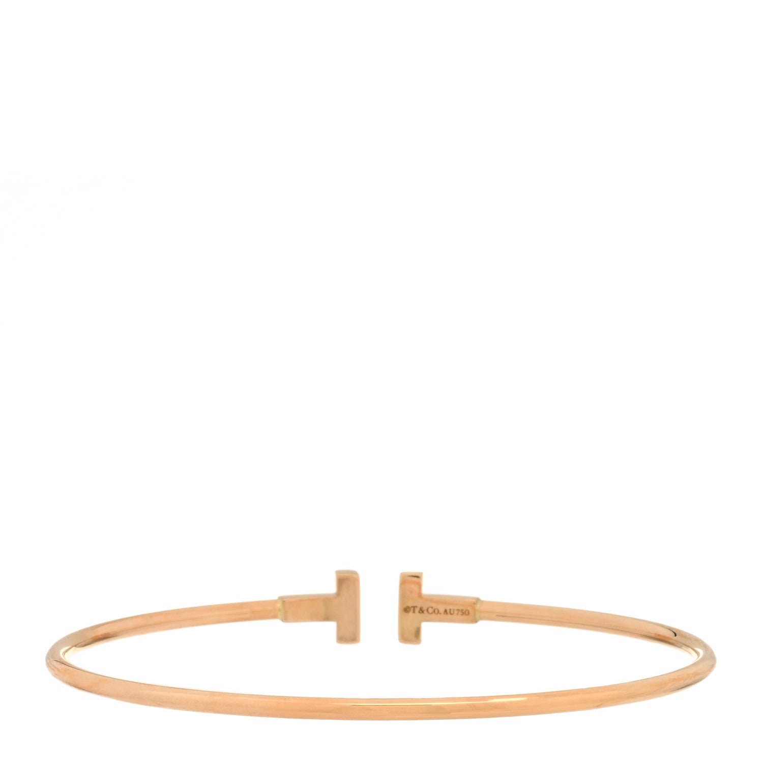 Tiffany 18K Rose Gold Narrow T Wire Bracelet 2 of 3