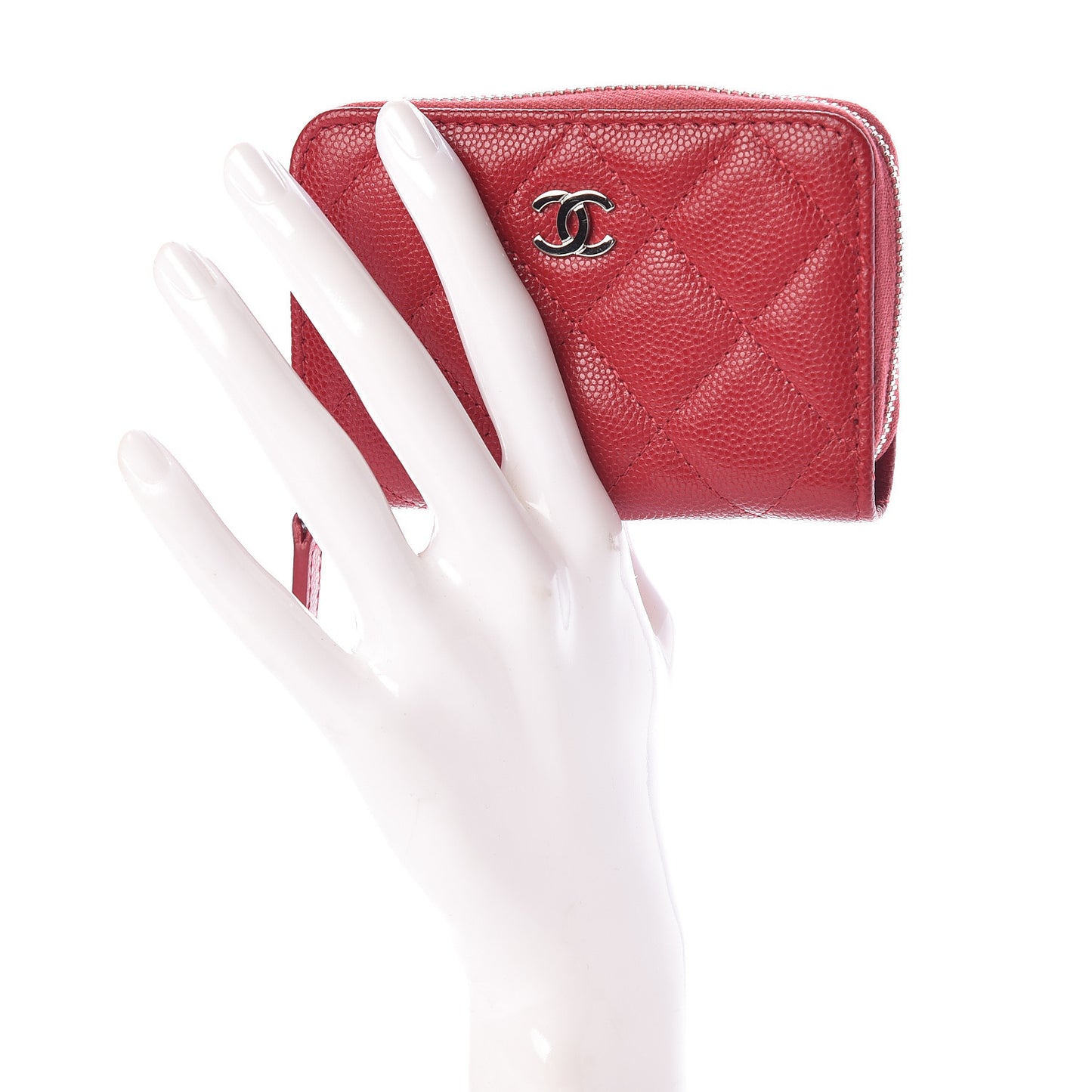 Caviar Quilted Zip Coin Purse Pink