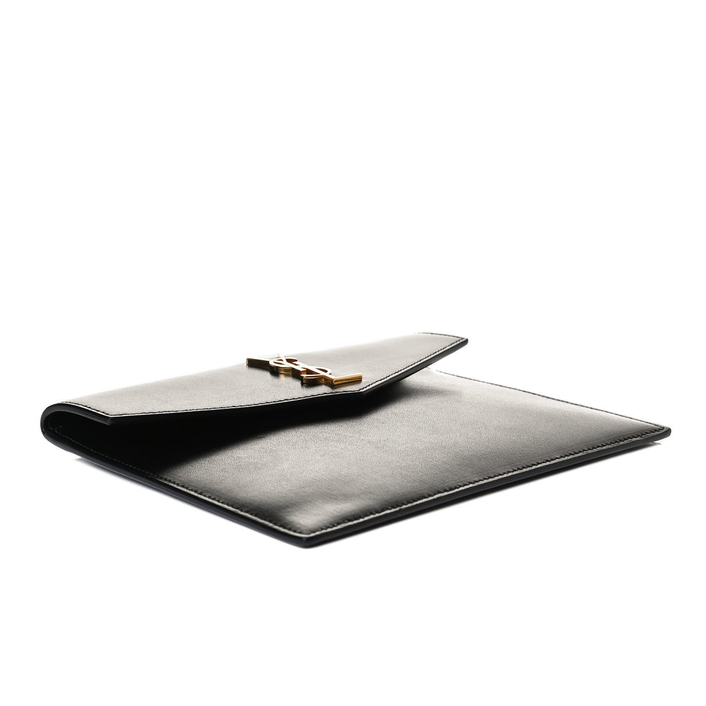 Smooth Shiny Calfskin Monogram Uptown Baby Pouch Black
