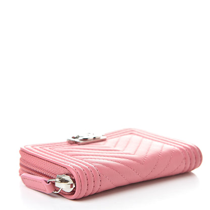 Chanel Calfskin Chevron Quilted Zip Around Boy Coin Purse Wallet Pink 4 of 7