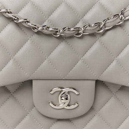 Chanel Lambskin Quilted Jumbo Double Flap Grey 9 of 11